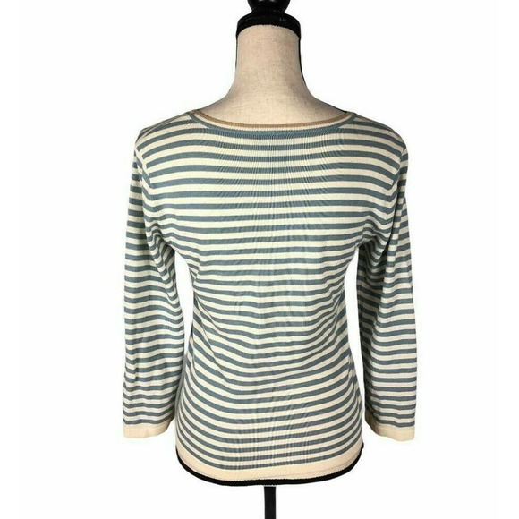BCBGMAXAZRIA Blue/White Striped Knit Top Size: M - Picture 3 of 4